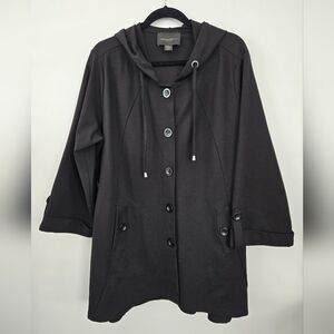 CHRISTIAN SIRIANO NEW YORK Black Plus Size 2X Ponte Swing Hooded Jacket.  New wi